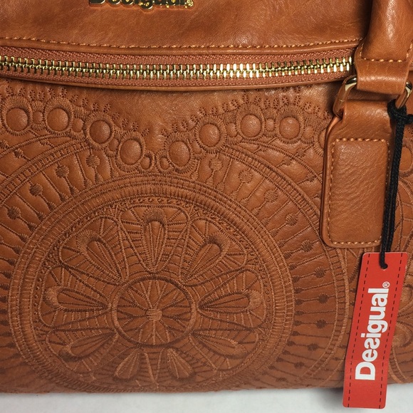 Desigual embroidery brown leather bag - Picture 2 of 8